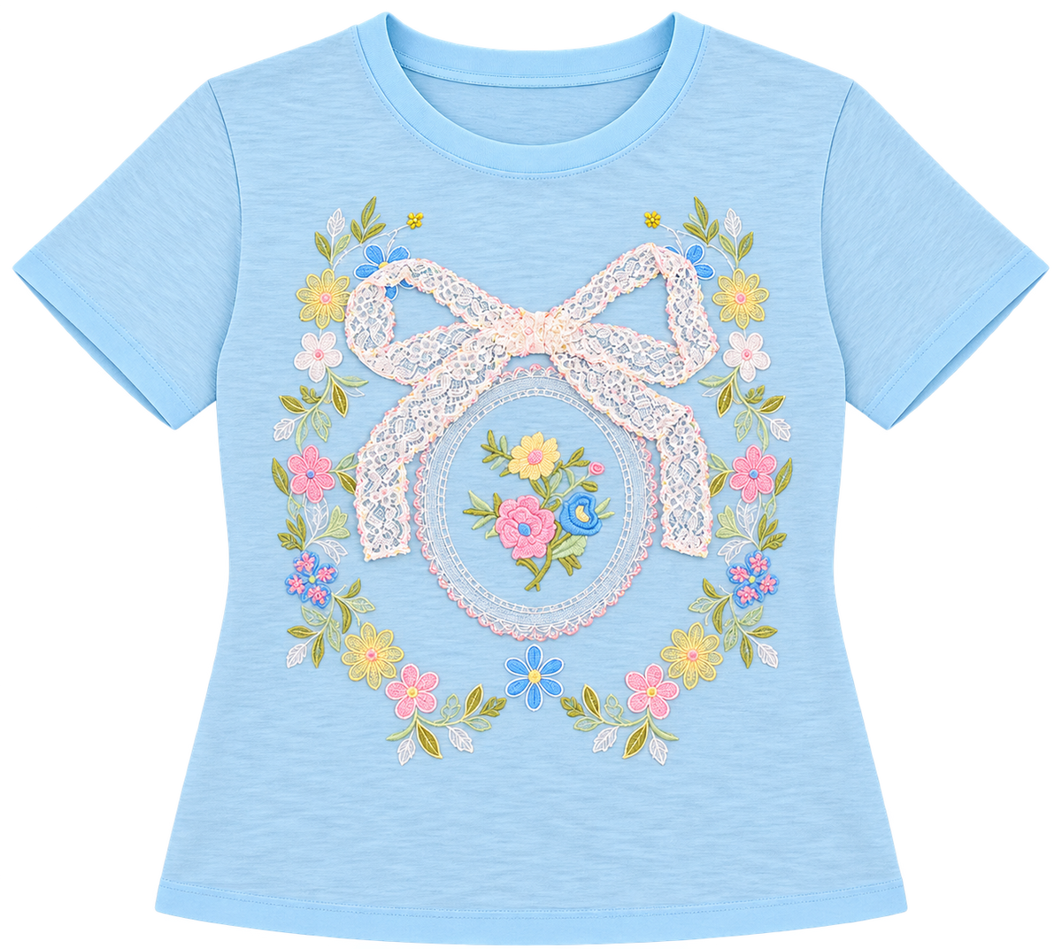 Bluebell Bow Tee | Cotton Knit Top for Women