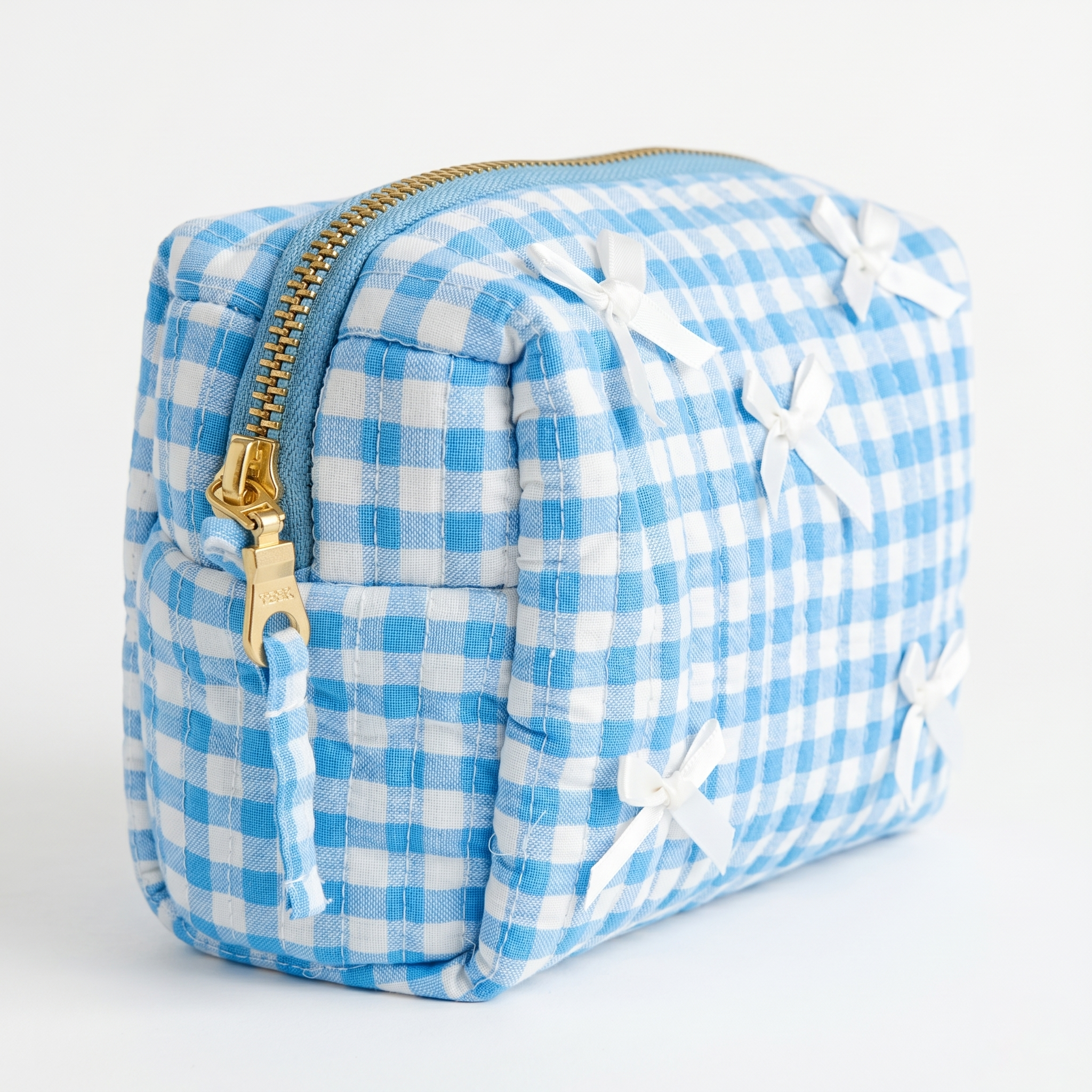 Cozy Carry Mini Pouch – Blue Gingham