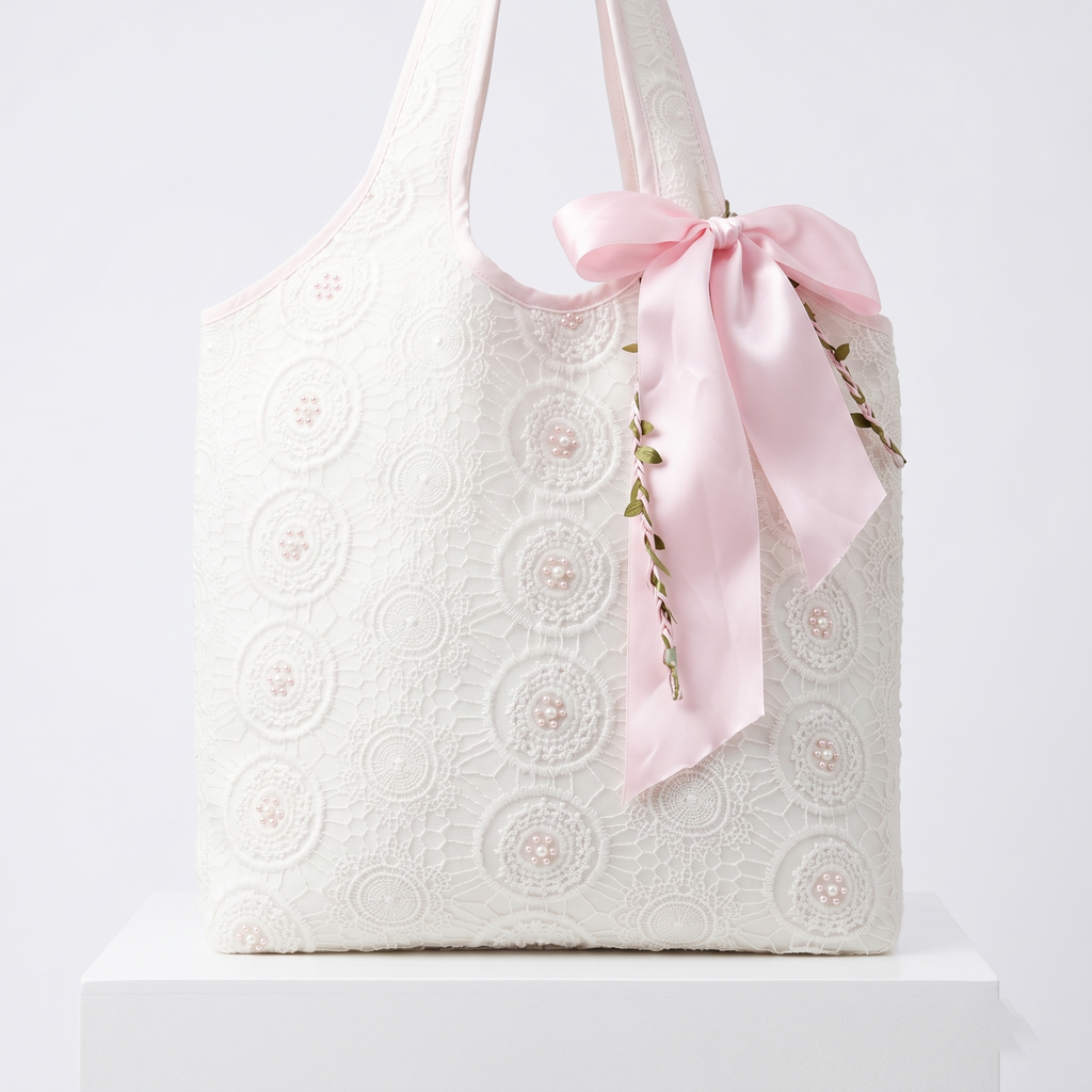 Pearl Lace Quilted Tote Bag