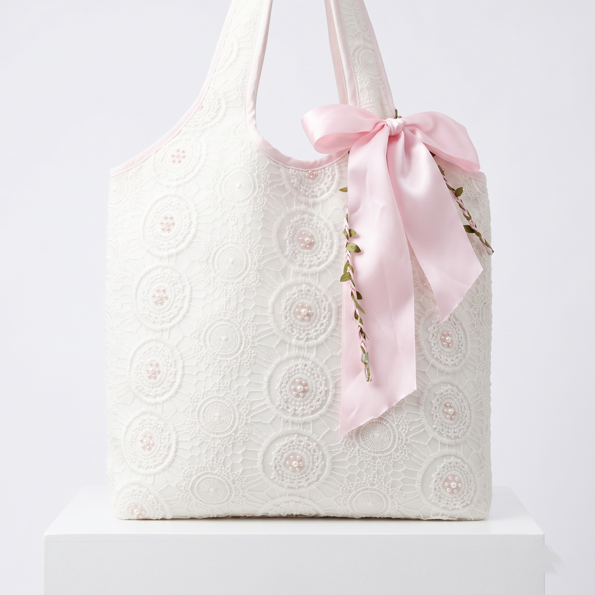 Pearl Lace Quilted Tote Bag
