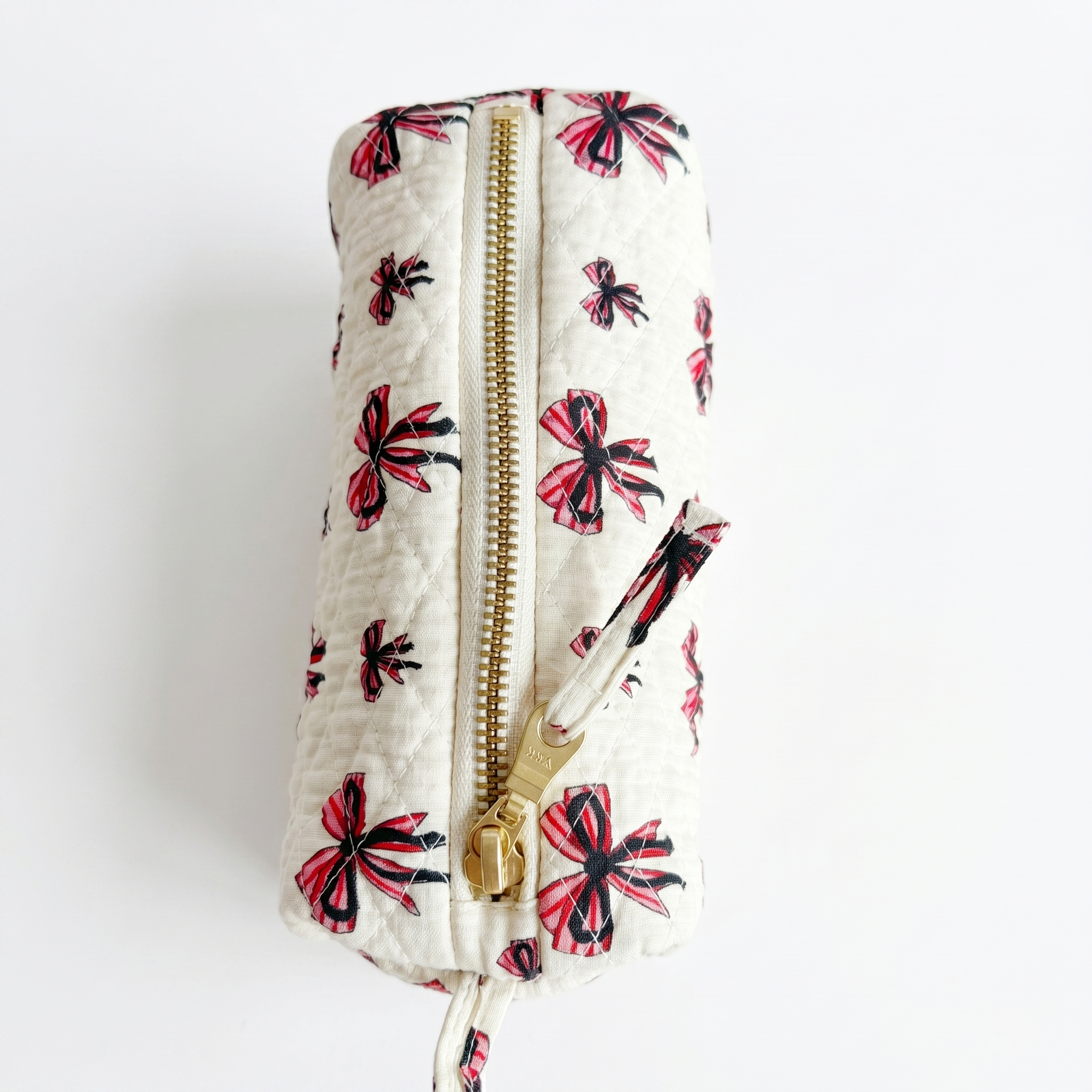 Bow Charm Quilted Pencil Case