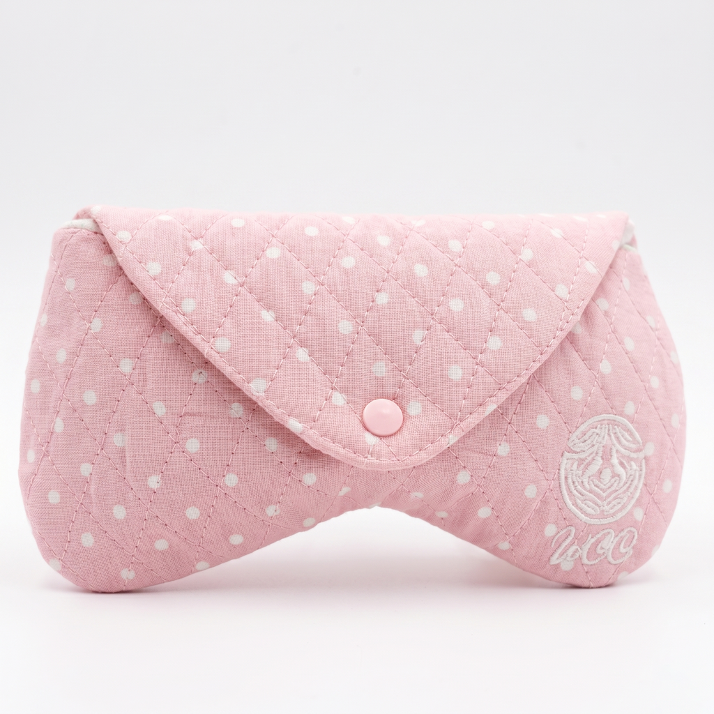 Blush Polka Quilted Sunglasses Case – Snap Cover