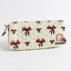 Bow Charm Quilted Pencil Case