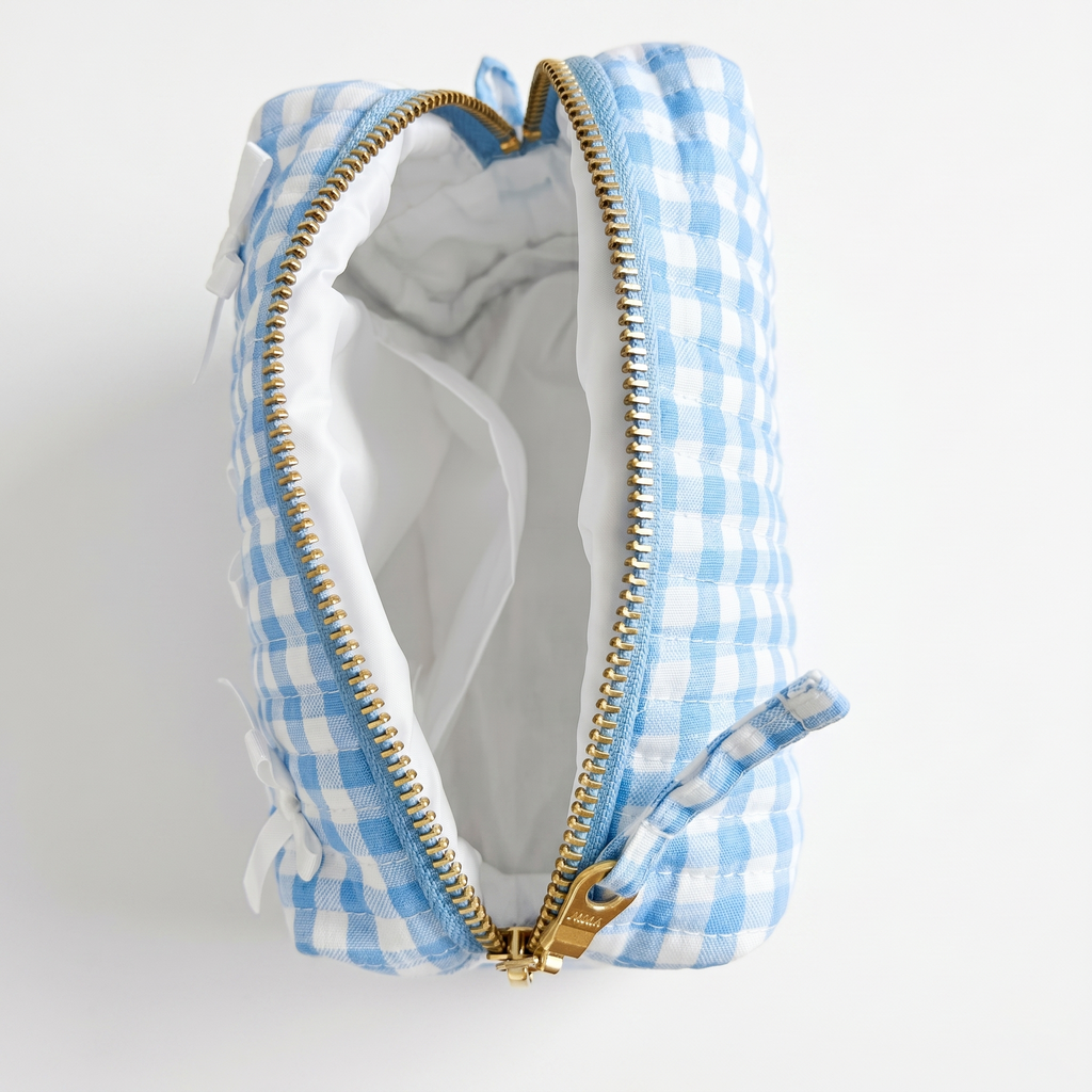 Cozy Carry Mini Pouch – Blue Gingham