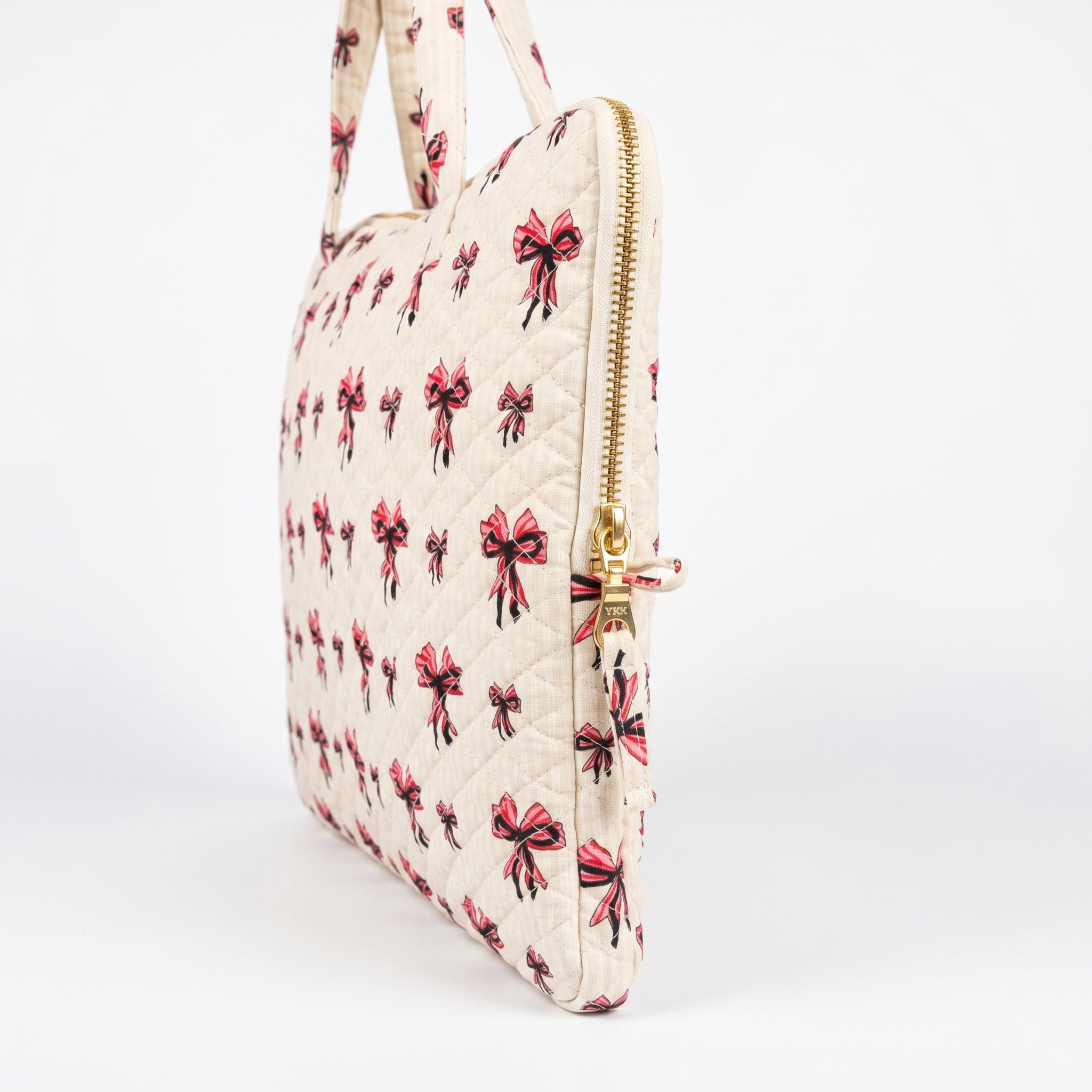 Bow Printed Quilted Laptop Bag for Office