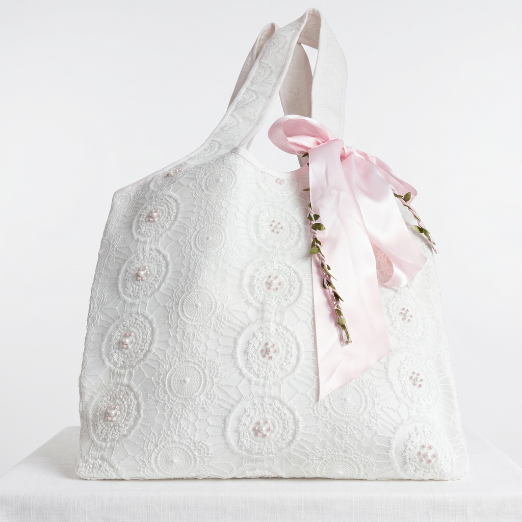 Pearl Lace Quilted Tote Bag