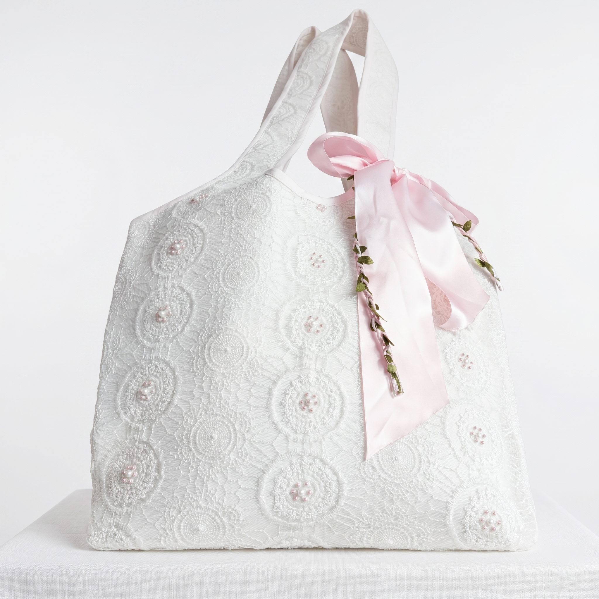 Pearl Lace Quilted Tote Bag