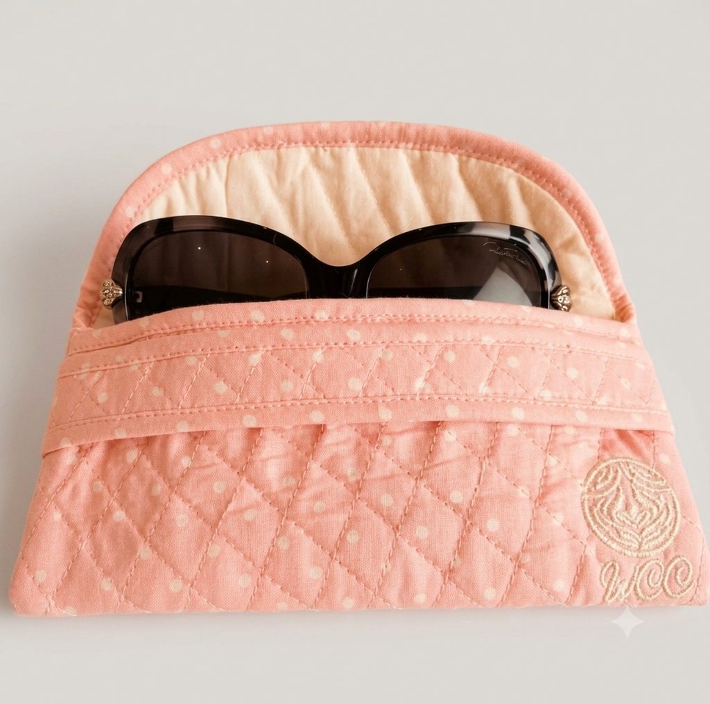 Blush Polka Quilted Sunglasses Case