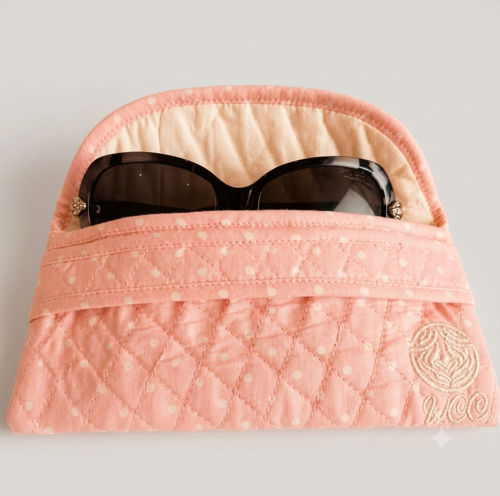 Blush Polka Quilted Sunglasses Case