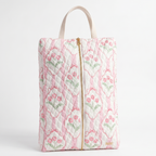 Blush Floral Quilted Shoe Bag