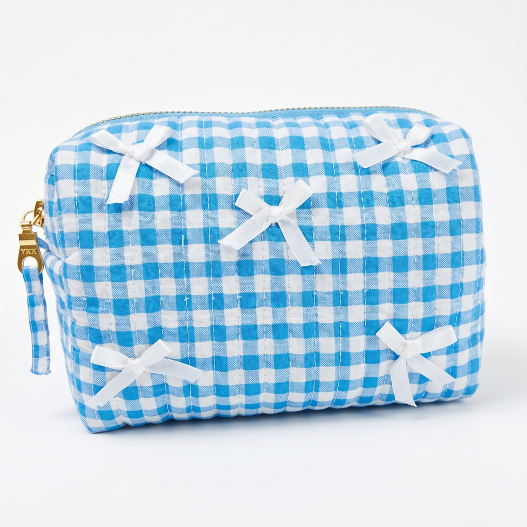 Cozy Carry Mini Pouch – Blue Gingham
