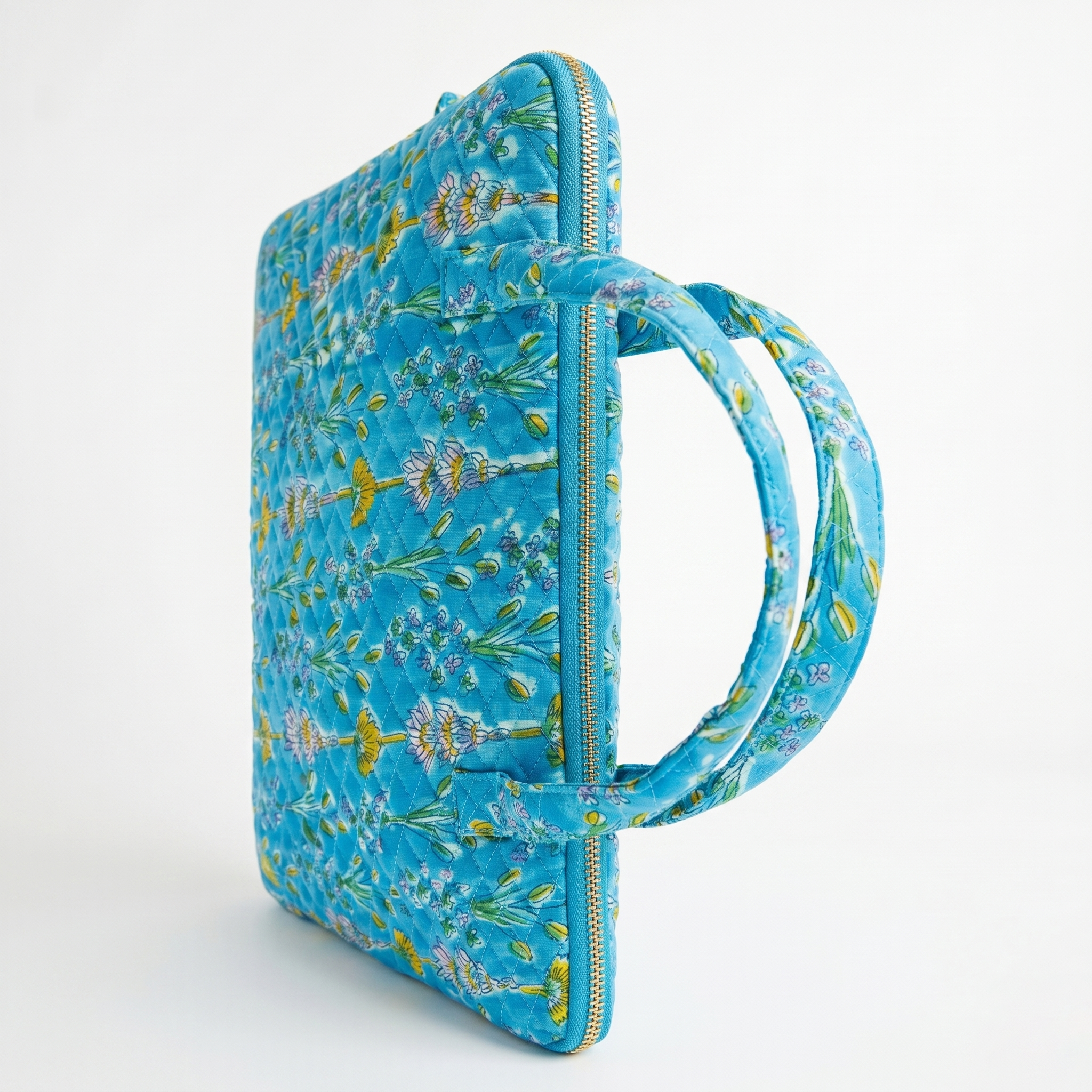 Bloom Printed Quilted Laptop Bag for Office with Metal Zipper