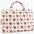 Bow Printed Quilted Laptop Bag for Office