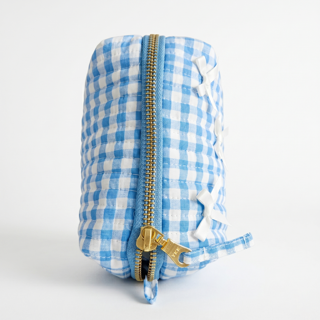 Cozy Carry Mini Pouch – Blue Gingham