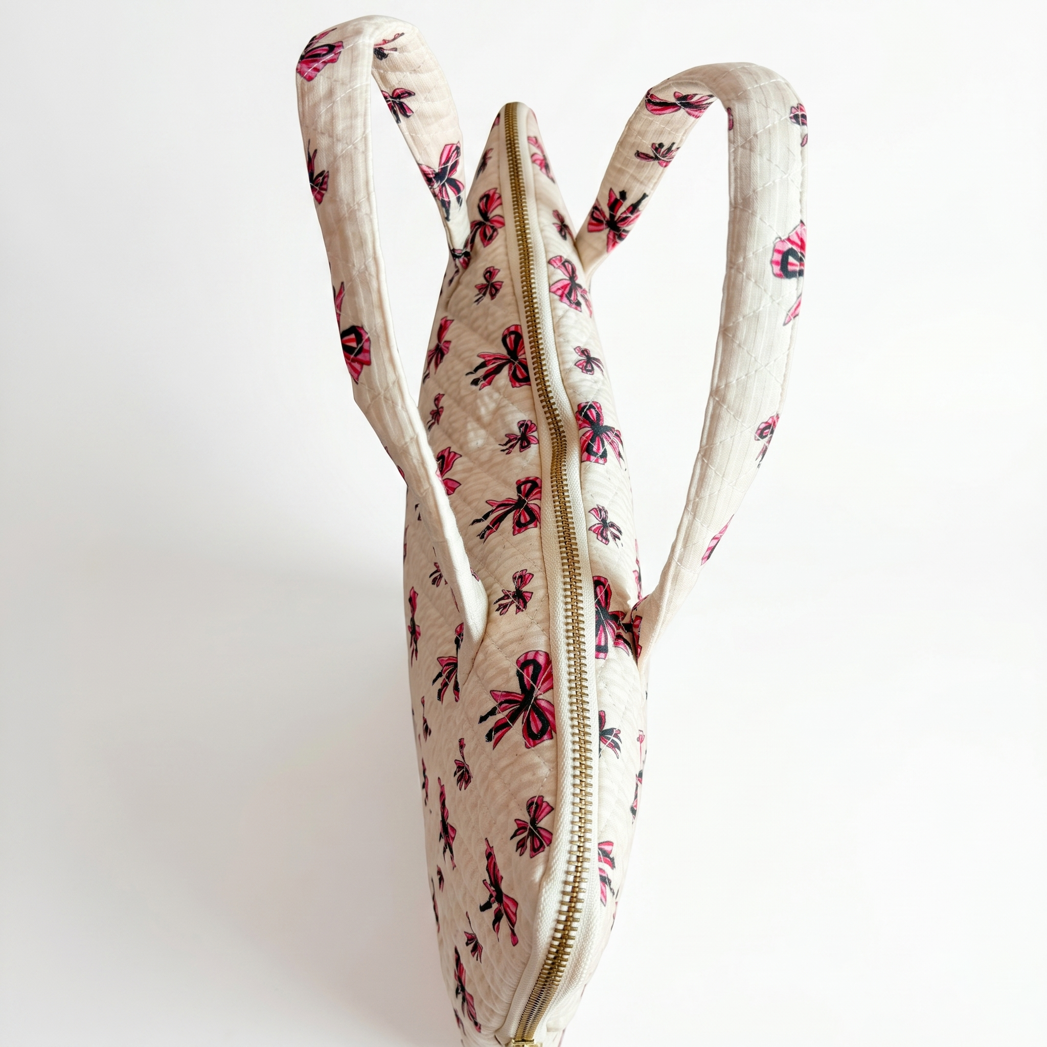 Bow Printed Quilted Laptop Bag for Office