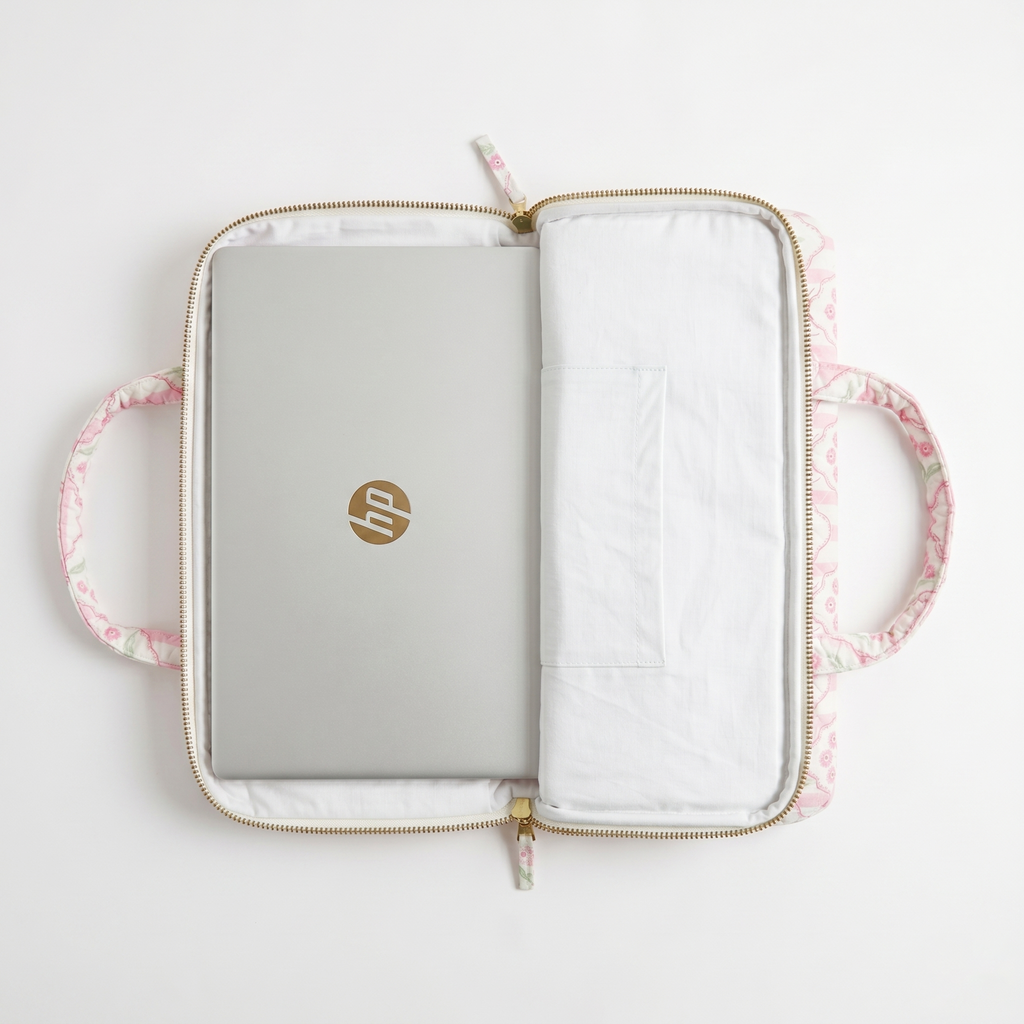 Blush Garden Quilted Laptop Bag