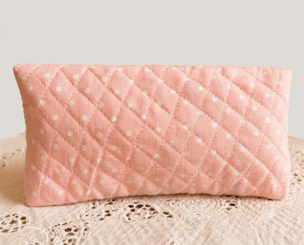 Blush Polka Quilted Sunglasses Case