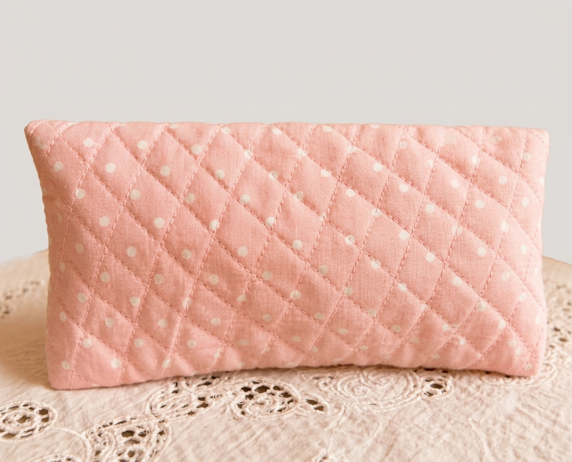 Blush Polka Quilted Sunglasses Case